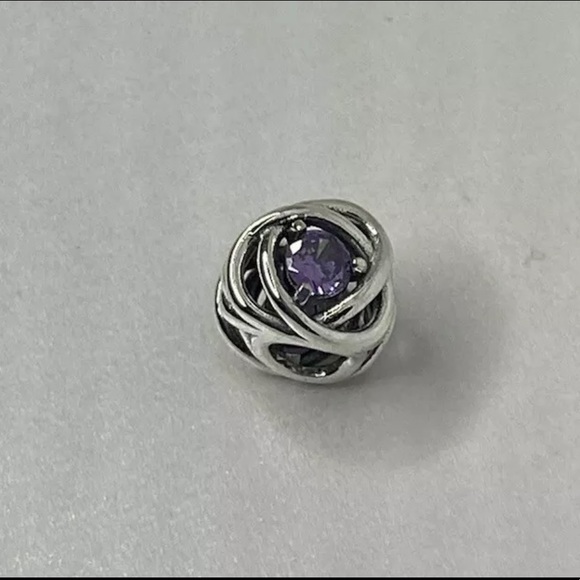 New Authentic Pandora 925 February Purple Eternity Circle Charm 790065#2 - Picture 1 of 4